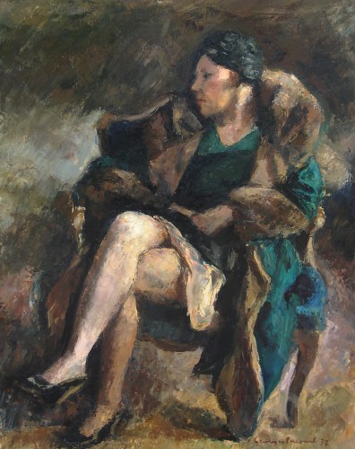 Georges Pacouil (1903-1997), Elégante au manteau de fourrure, 1932