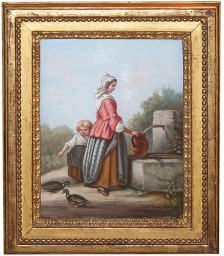 Jeune femme à la fontaine - École française du XVIIIe siècle