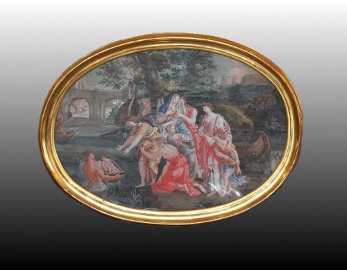 Moïse sauvé des eaux - École française, fin XVIIe début XVIIIe - Galerie de Crécy