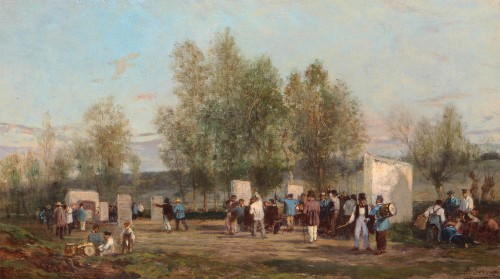 Amédée Elie SERVIN (1829-1884) - Le tir à l'arc à Villiers-sur-Morin