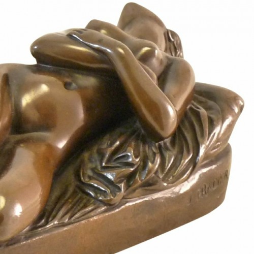Sculpture Sculpture en Bronze - Femme allongée bras croisés - Jean-Jacques Pradier (1790-1852)