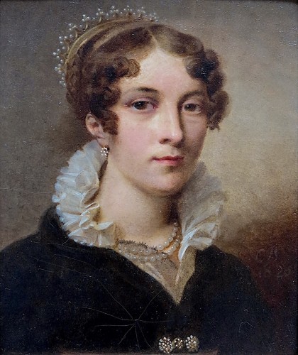 Charles Bourgeois (1759–1832) - Portraits de M. et Mme Héron - Tableaux et dessins Style Restauration - Charles X