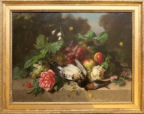 Henri ROBBE (1807-1899) - Oiseaux, fleurs et fruits