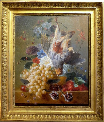 Georgius Jacobus Johannes VAN OS (1782-1861) - Fruits, fleurs et perdrix grise