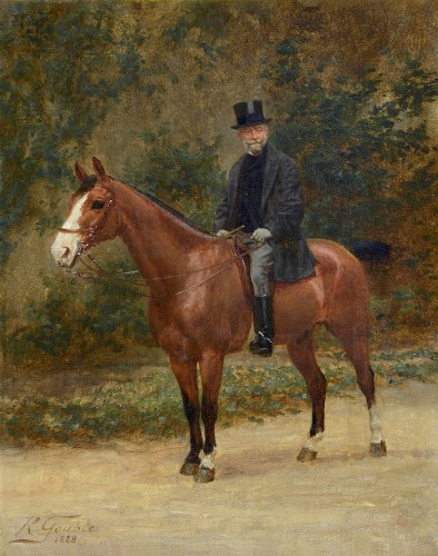 Jean Richard GOUBIE (1842-1899) - Portrait d'homme à cheval - Tableaux et dessins Style 