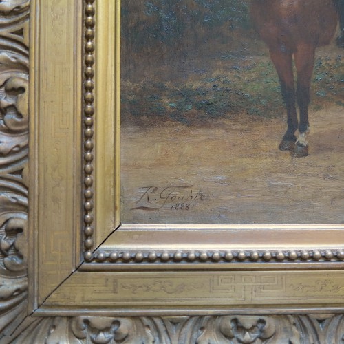 Tableaux et dessins Tableaux XIXe siècle - Jean Richard GOUBIE (1842-1899) - Portrait d'homme à cheval