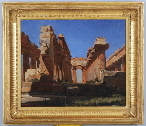 Jean-Charles GESLIN ( 1814 –1887) - Paestum, les ruines du temple de Neptune