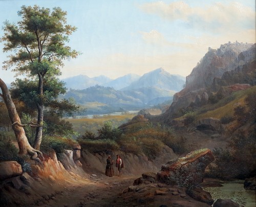 Alexandre François LOISEL (1783–1865) - Route de Subiaco à Tivoli - Tableaux et dessins Style Louis-Philippe