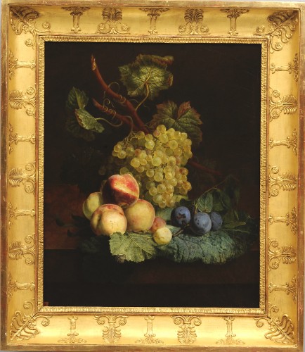 Jean-François VAN DAEL (1764–1840) - Raisins, pêches, et prunes sur un entablement