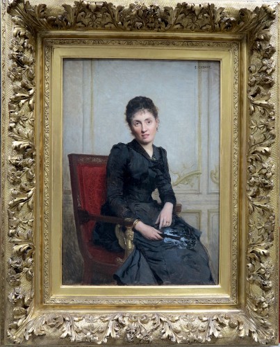 Édouard CABANE (1857 – c. 1942) - Portrait de jeune femme à l’éventail