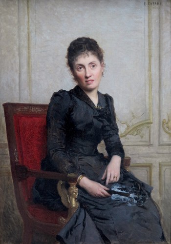 Tableaux et dessins Tableaux XIXe siècle - Édouard CABANE (1857 – c. 1942) - Portrait de jeune femme à l’éventail