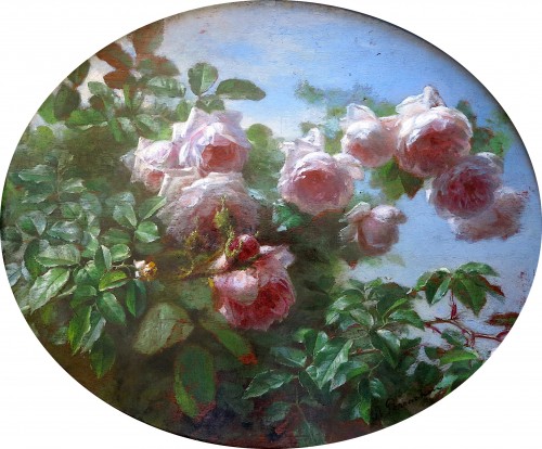 André PERRACHON (1828-1908) - Les roses - Tableaux et dessins Style Napoléon III