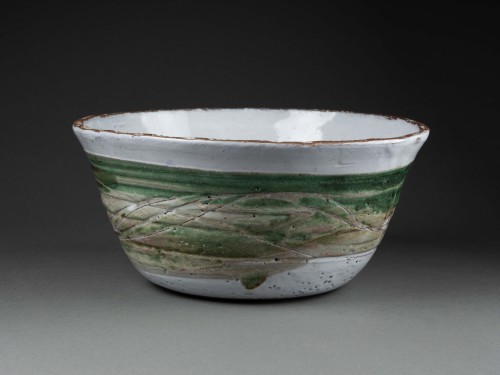 Céramiques, Porcelaines  - Grande coupe en terre chamottée par Albert Thiry