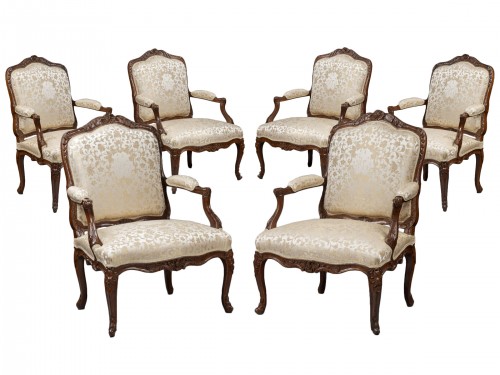 Rare suite de 6 fauteuils, début de l’époque Louis XV par René Cresson dit Cresson l'Aîné