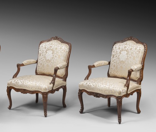 Rare suite de 6 fauteuils, début de l’époque Louis XV par René Cresson dit Cresson l'Aîné - Sièges Style Louis XV