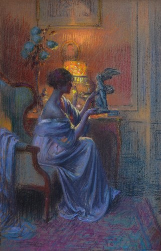 Delphin Enjolras (1857-1945) - Jeune femme admirant une oeuvre d'art