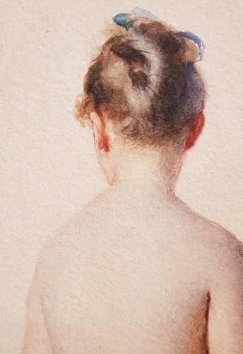 Tableaux et dessins Tableaux XIXe siècle - Charles Chaplin (1825-1891) - Jeune fille nue au drapé