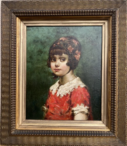XXe siècle - Portrait d’une jeune fille au bonnet - P. Serra, 1933