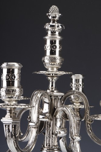 Marret Frères - Paire de candélabres en argent massif XIXe - Emmanuel Redon Silver Fine Art