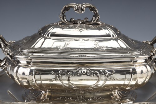 Puiforcat - Légumier couvert sur son plat de présentation en argent XIXe - Argenterie et Orfèvrerie Style Napoléon III