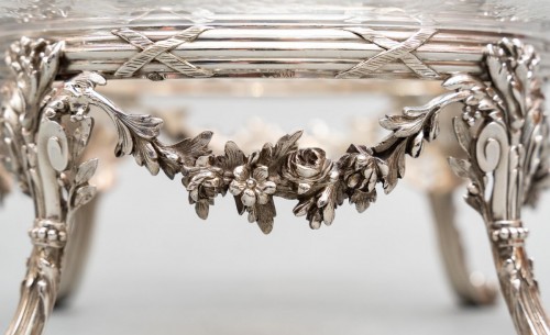 L. Lapar – Paire de coupes en cristal gravé et argent massif XIXe - Argenterie et Orfèvrerie Style Napoléon III