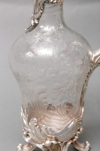 Boin Taburet – Aiguière en cristal gravé et argent massif XIXè - Emmanuel Redon Silver Fine Art