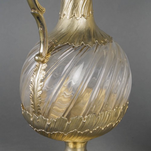 Argenterie et Orfèvrerie  - Gustave Odiot – Paire d’aiguières en cristal et vermeil Circa 1870/1880