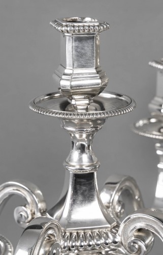 Falkenberg - Paire de candélabres en argent massif début XXe - Argenterie et Arts de la table Style Art Déco