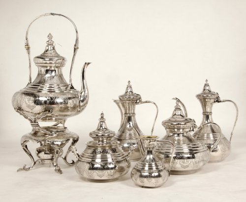 Argenterie et Orfèvrerie  - Duponchel - Service thé café en argent massif style Ottoman XIXe