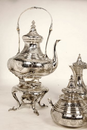 Duponchel - Service thé café en argent massif style Ottoman XIXe - Emmanuel Redon Silver Fine Art