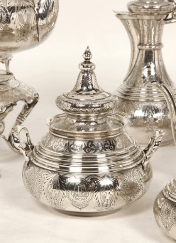 XIXe siècle - Duponchel - Service thé café en argent massif style Ottoman XIXe