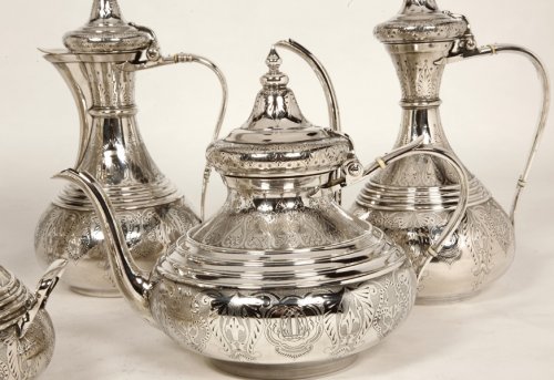 Napoléon III - Duponchel - Service thé café en argent massif style Ottoman XIXe