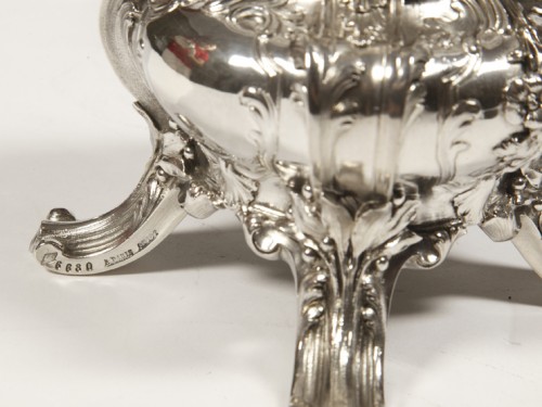 Napoléon III - Gustave Odiot - Paire de coupes en argent massif et cristal Baccarat