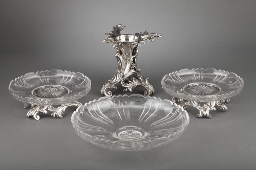 Cardeilhac - Garniture de table en argent massif et cristal - Napoléon III