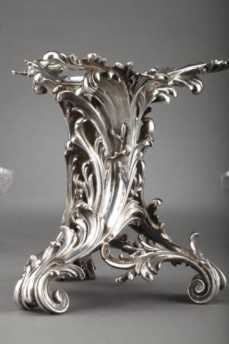 Antiquités - Cardeilhac - Garniture de table en argent massif et cristal