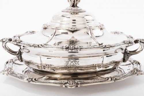 Odiot - Légumier sur son plat en argent massif XIXè - Argenterie et Arts de la table Style Napoléon III
