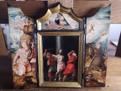  - La Flagellation du Christ, entouré de Saint Jérôme et Saint François d’Assise