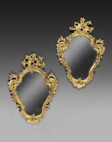 Paire de miroirs rococo du XVIIIe siècle - Miroirs, Trumeaux Style 