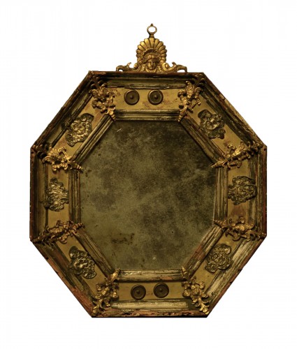 Petit Miroir octogonal italien du XVIIe siècle