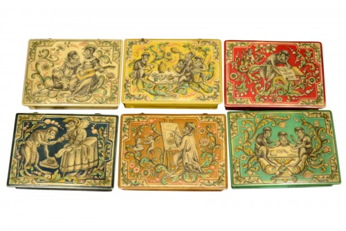 Suite de six boîtes à jetons du XVIIIe siècle par Mariaval