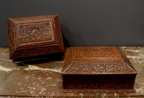 Paire de coffrets de toilette en bois de Sainte Lucie - Objets de Vitrine Style Louis XIV