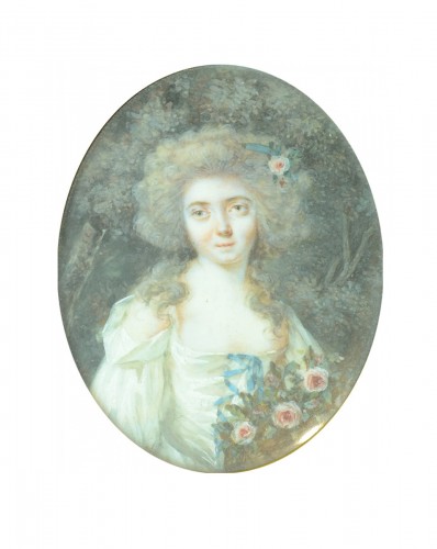 Miniature représentation une jeune femme, attribué à Périn Salbreux