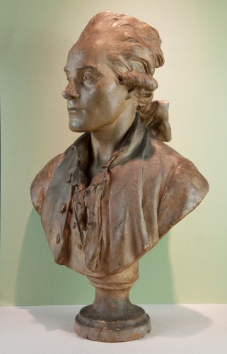 Buste de jeune homme en plâtre patiné XVIIIe siècle - Galerie FC Paris