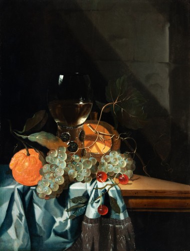 Harmen LOEDING (c.1637-c.1673) - Nature morte aux cerises, agrume, raisins et verre - Galerie FC Paris
