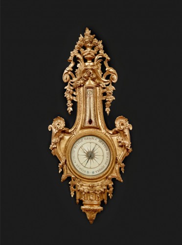Baromètre-thermomètre en bois sculpté, ajouré et doré - Galerie Léage