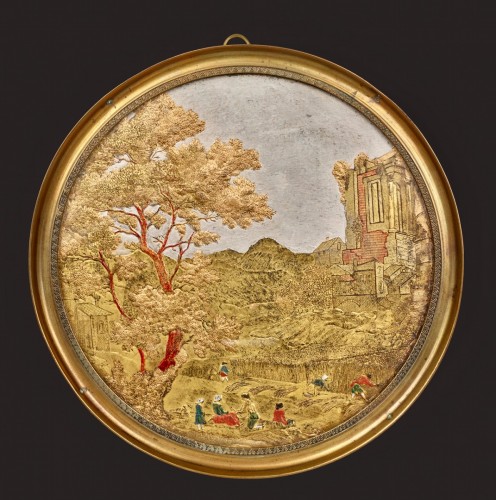 Médaillon en Compigné représentant une scène de moissons - Galerie Léage