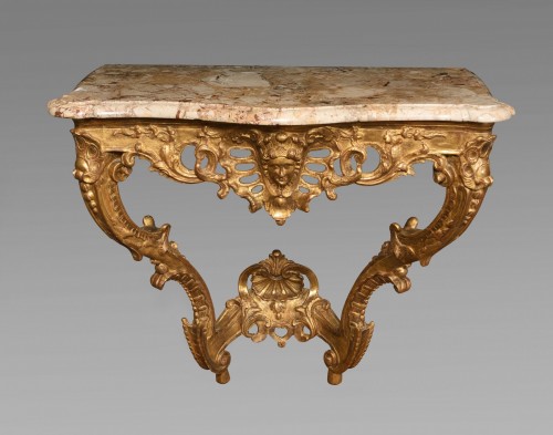 XVIIIe siècle - Console Louis XVI en bois doré
