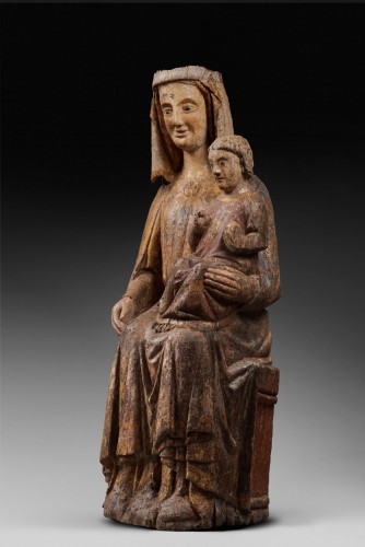 Importante vierge à l’enfant en majesté - Sculpture Style 