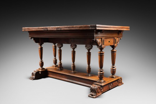 Table d'apparat d'époque Renaissance à tirettes dite "à l'italienne" - Mobilier Style Renaissance