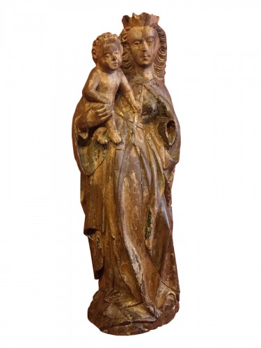 Vierge à l'Enfant en bois polychromé